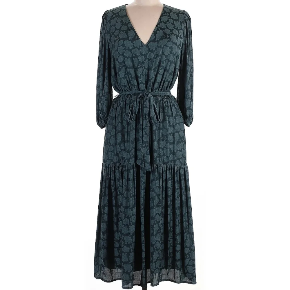 Banana Republic Peacock Green Floral Midi Dress - Picture 2 of 9